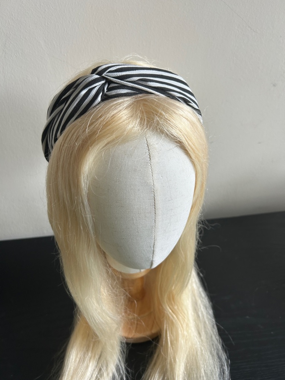 Time and Tru Black & White Striped Knot Headband